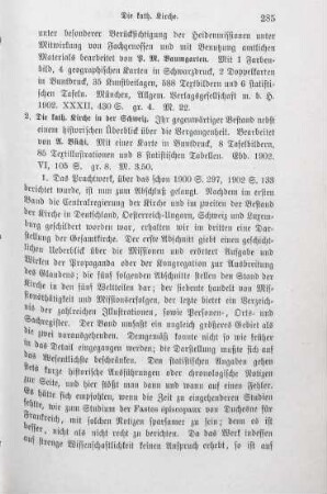 285-286 [Rezension] Das Wirken der katholischen Kirche auf dem Erdenrund