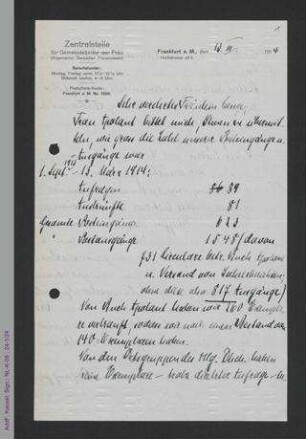 Brief von Margarete Bernhard an Helene Lange