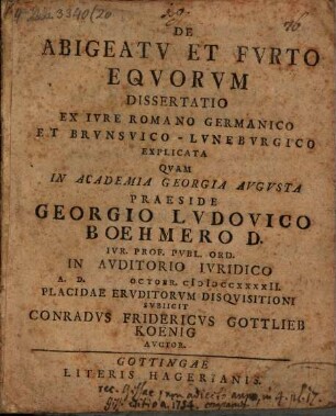Diss. de abigeatu et furto equorum