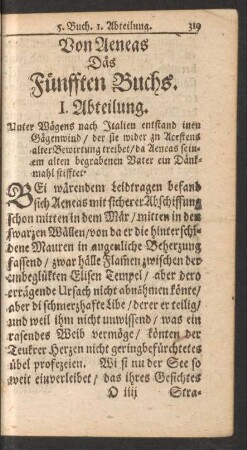 Von Aeneas Däs Fünfften Buchs.