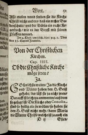 Von der Christlichen Kirchen. Cap. IIII.