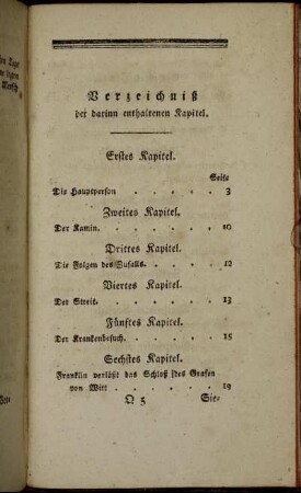 Verzeichniß der darinn enthaltenen Kapitel.
