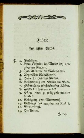 Inhalt des ersten Buchs.