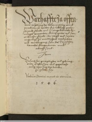 Warhaffte ... erzelung der bösen anschleg vnnd practica, so wider die löbliche protestirende stende ..., durch gottes vnd seiner Kirchen feinde, den papst und seinen Anhang ... fürgenomen vnnd ertacht seind - Cod.hist.oct.340