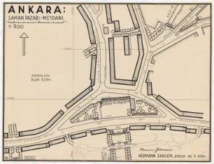 Gesamtbebauungsplan Ankara Teilbebauungsplan innere Stadt: Lageplan 1:500, Saman Pazari Meydani