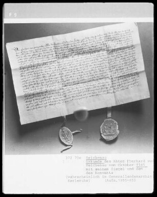 Urkunde des Abtes Eberhard von Reichenau mit seinem Siegel
