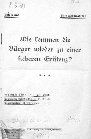 Wie kommen die Bürger wieder zu einer sicheren Existenz?