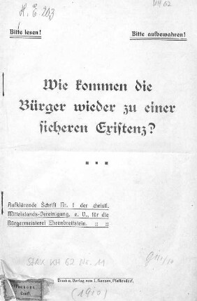 Wie kommen die Bürger wieder zu einer sicheren Existenz?