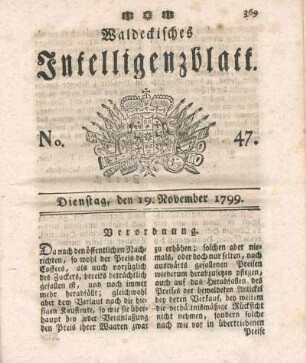 No. 47, Dienstag, den 19. November 1799