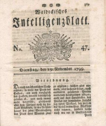 No. 47, Dienstag, den 19. November 1799