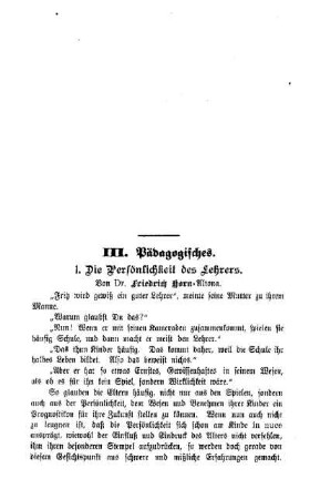 Die Persönlichkeit des Lehrers : Pädagogisches