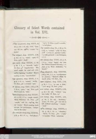 Glossary of Select Words contained in Vol. XVI.