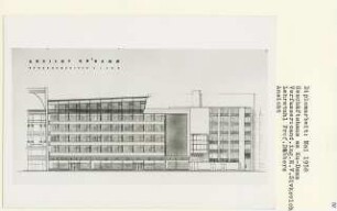 Geschäftshaus am Ku-damm, Berlin-Charlottenburg (Diplomarbeit bei Kurt Dübbers): Ansicht von der Straße 1:100