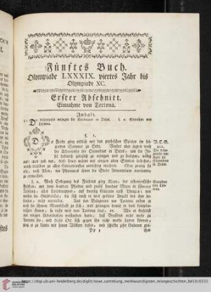 Fünftes Buch: Olympiade LXXXIX. viertes Jahr bis Olympiade XC.