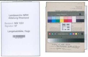 Entnazifizierung Hugo Langelueddeke , geb. 06.11.1880 (Bankinspektor)