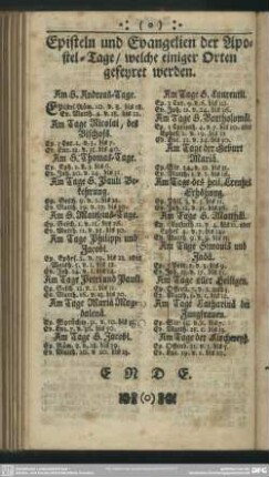 Episteln und Evangelien der Apostel-Tage, welche einiger Orten gefeyret werden