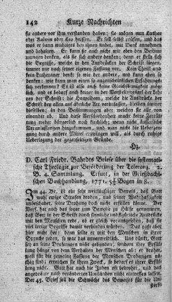 Briefe über die systematische Theologie zur Beförderung der Toleranz. Bd.2.,Slg.4.