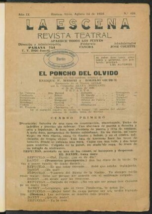 El poncho del olvido : sainete en dos cuadros