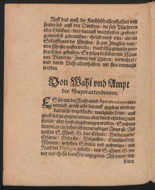 Von Wahl und Ampt der Superattendenten.