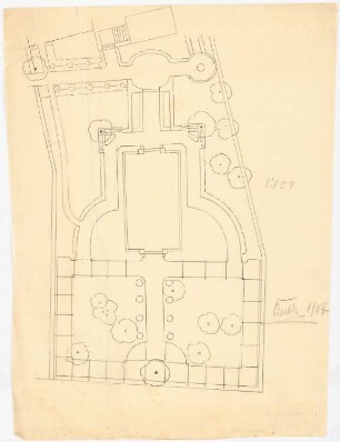 Villengarten: Grundriss eines Teils des Villengartens 1:100