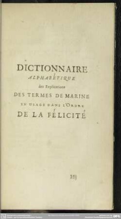 Dictionnaire Alphabétique des Explications Des Termes De Marine