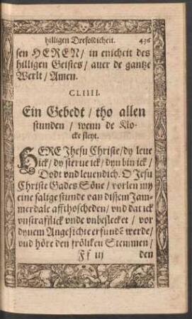 Ein Gebedt/ tho allen stunden/ wenn de Klocke sleyt.