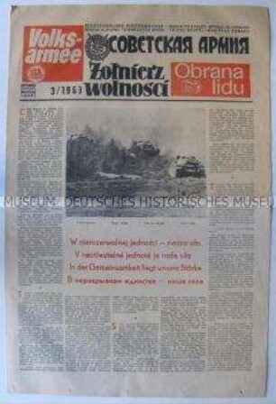 Mehrsprachige Manöverausgabe der Wochenzeitung der NVA "Volksarmee"
