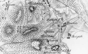 Elstra-Prietitz. Situationskarten von den Kriegsschauplätzen des 7jährigen Krieges, Bl. 3 Senftenberg-Hoyerswerda, 1805 (Sign.: VIII 57)