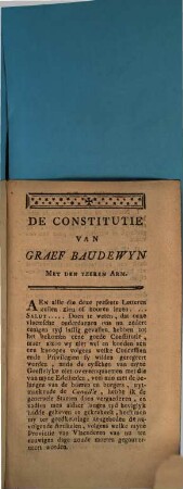 De Constitutie Van Graef Baudewyn, Met Den Yzeren Arm, In Haere Zuyverheyd