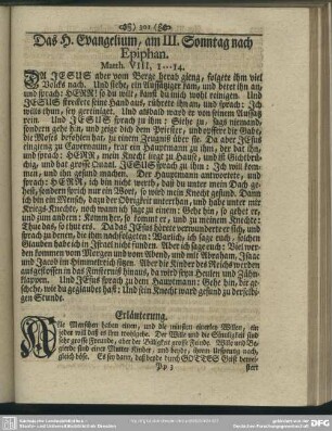 Das H. Evangelium, am III. Sonntage nach Epiphan. Matth. VIII, 1-14