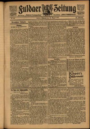 Zweite Ausgabe vom Mittwoch, den 14. August 1907.