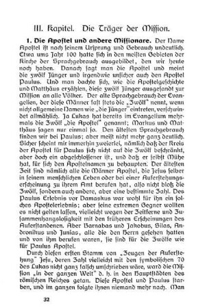 III. Kapitel. Die Träger der Mission.