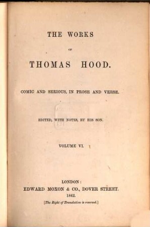 The works of Thomas Hood : comic and serious, in prose and verse, with all the original illustrations, 6