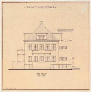 Umbau eines Landhauses Monatskonkurrenz Februar 1933: Aufriss Ostansicht 1:100