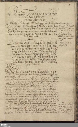 Königs Ferdinandi Confirmation etlicher Articulen