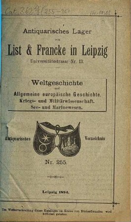 Lager-Verzeichnis. 255. 1894