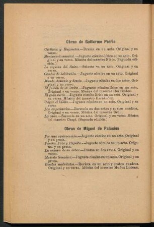 Obras de Miguel de Palacios