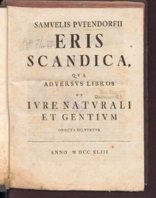 Samvelis Pvfendorfii Eris Scandica