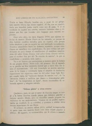 "Odium plebis" y otros errores