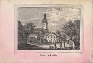 Ansicht der Kirche von Kreischa, Lithographie, 1840 : Kirche zu Kreischa. - [Dresden] : [Schmidt] , [um 1840]. - 1 Kunstbl. : Lithogr. ; 18 x 13 cm