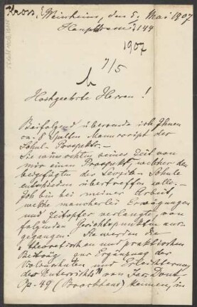 Brief an B. Schott's Söhne : 05.05.1907