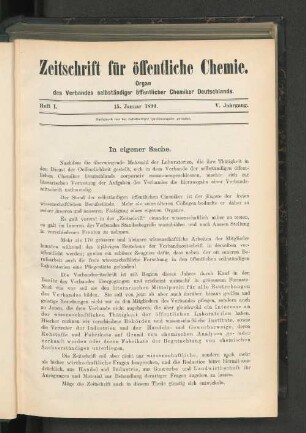 Heft I. 15. Januar 1899.