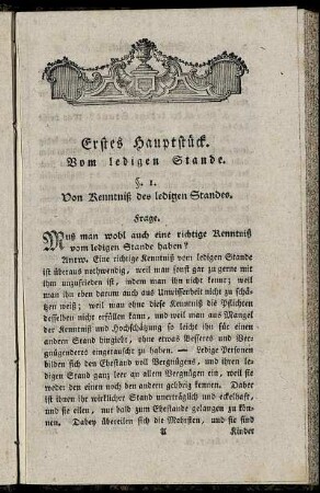 Erstes Hauptstück. Vom ledigen Stande.