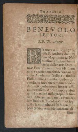 Benevolo Lectori S. P. D. Autor.