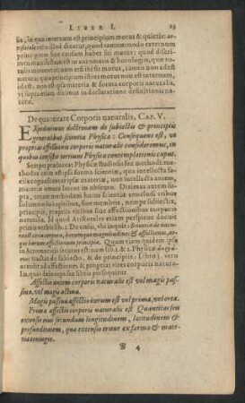 De quantitate Corporis naturalis, Cap. V.