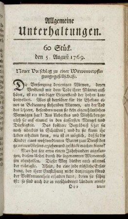 60 Stück. d. 5. August 1769.