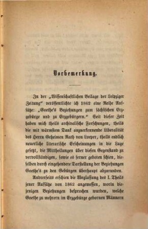 Goethe und das sächsische Erzgebürge : nebst Ueberblick der gesteinkundigen und bergmännischen Thätigkeit Goethe's