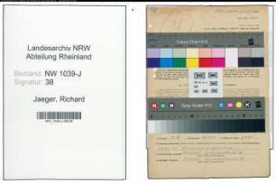 Entnazifizierung Richard Jaeger , geb. 22.12.1899 (Lehrer)