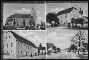 Paußnitz. Kirche, Schule, Gasthof,Dorfstraße