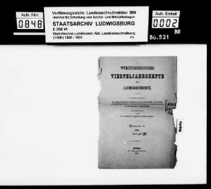 Textmanuskripte der Württembergischen Vierteljahrshefte für Landesgeschichte 1881